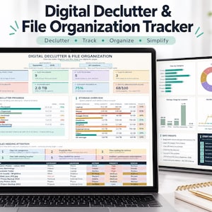 Digital Declutter & File Organizer Excel Template | Storage Tracker and Cleanup Checklist