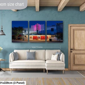 Texas Art Print, Georgetown Square Wall Art, Palace Theater (Fine Art Photography) 40x90 inch (3 panel)