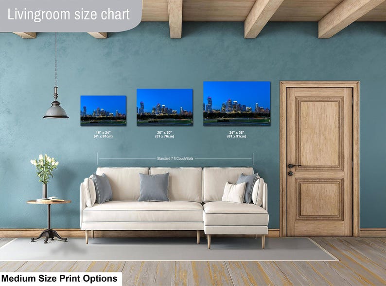 Texas konsttryck, väggkonst med Austins skyline, centrala Austin (konstfotografi) bild 5