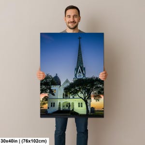 Konsttryck i Texas, väggkonst med kyrktorn, New Sweden Lutheran Church (konstfotografi) bild 9
