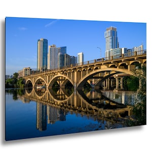 Austin Skyline Art Print, Lamar Bridge, Lady Bird Lake Reflections (Fine Art Photography)