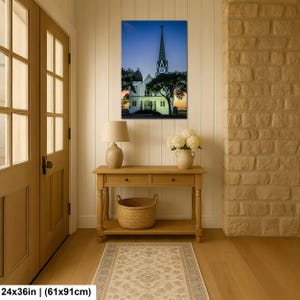 Konsttryck i Texas, väggkonst med kyrktorn, New Sweden Lutheran Church (konstfotografi) 24x36 inches