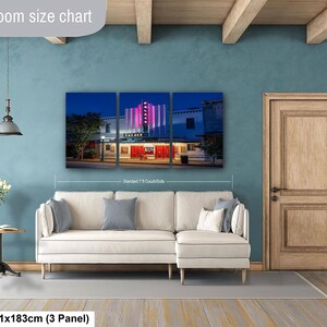 Texas Art Print, Georgetown Square Wall Art, Palace Theater (Fine Art Photography) 36x72 inch (3 panel)