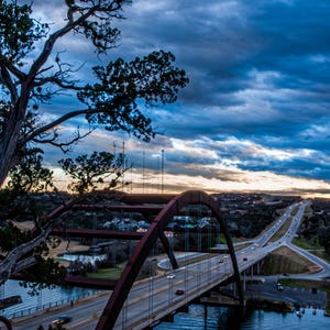 Texas Art Print, Austin Wall Art, Pennybacker Bridge Sunset (Fine Art Photography)