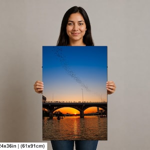 Texas Art Print, Austin Bats Wall Art, Congress Avenue Bridge at Sunset (Fine Art Photography) image 9