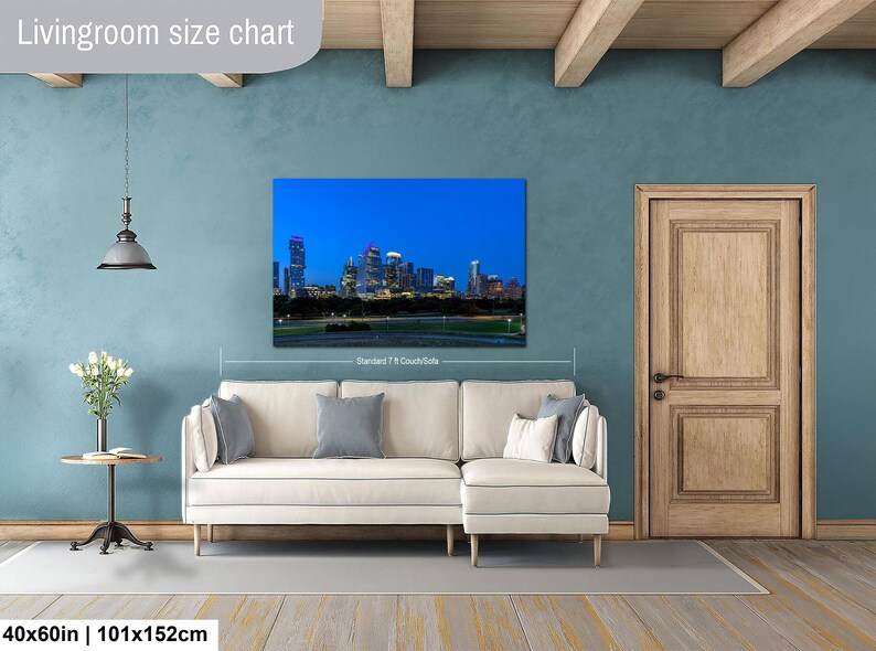 Texas konsttryck, väggkonst med Austins skyline, centrala Austin (konstfotografi) bild 15