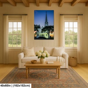 Konsttryck i Texas, väggkonst med kyrktorn, New Sweden Lutheran Church (konstfotografi) 40x60 inches