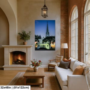 Konsttryck i Texas, väggkonst med kyrktorn, New Sweden Lutheran Church (konstfotografi) 32x48 inches
