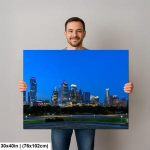 Texas konsttryck, väggkonst med Austins skyline, centrala Austin (konstfotografi) bild 10
