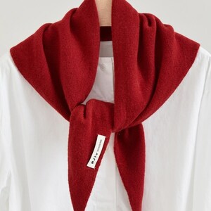 Wool Triangle Scarf, Cozy Knit Neck Wrap, Soft Winter Shawl, Solid Color Bandana, Warm Cold Weather Accessory for Women