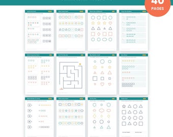 Può includere: Un set di curriculum STEM digitale per la scuola dell'infanzia con 40 pagine di schede didattiche. Le pagine includono attività come conteggio, riconoscimento delle forme, labirinti e sequenze, in formato A4 e US Letter.
