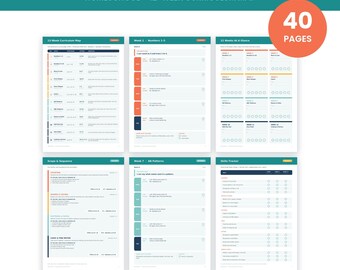 Può includere: Un pianificatore prescolare per l'istruzione domiciliare con una mappa del curriculum di 12 settimane e 40 pagine. Il documento include una mappa del programma, piani di lezione settimanali, una panoramica di 12 settimane e un tracker di abilità.