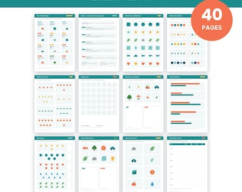 Può includere: Un set educativo stampabile di 40 pagine per il curriculum STEM per bambini dai 3 ai 6 anni, con dodici pagine di attività che includono l'identificazione delle forme, il conteggio, il riconoscimento di schemi e il monitoraggio meteo in blu ottanio e arancione.