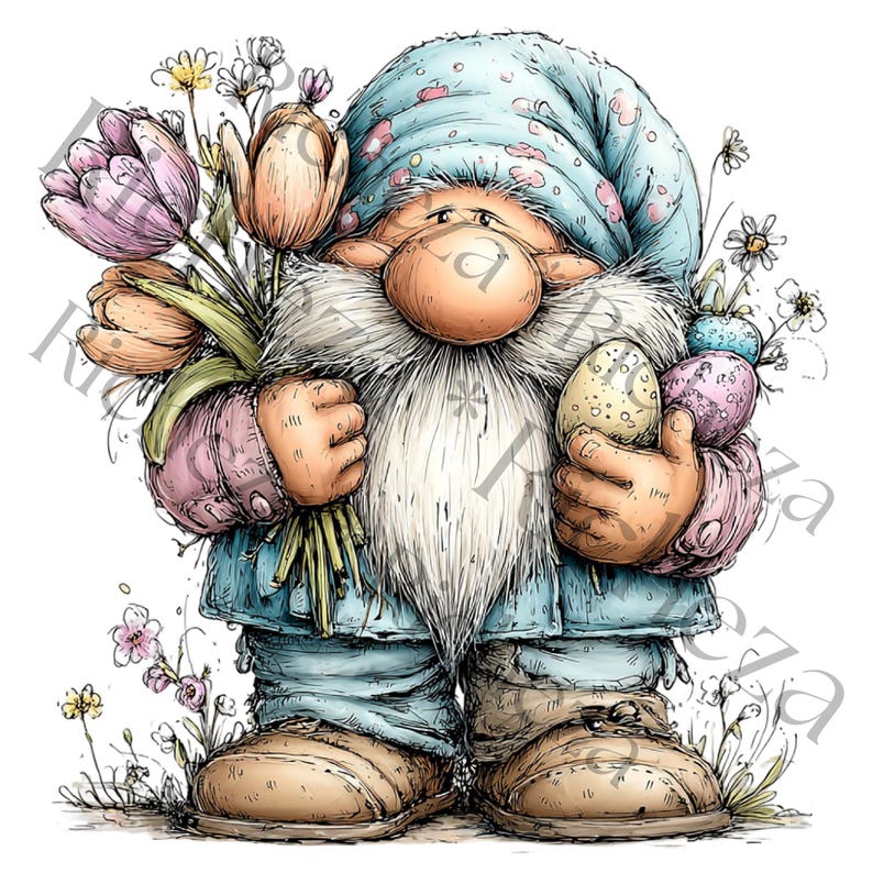 Easter Gnome Clipart Bundle | Spring Bunny Eggs Watercolor PNG ...