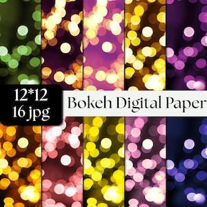 Bokeh Digital Paper | Blurred Light Backgrounds | Sparkle Glow Effects | Colorful Photography Craft JPG