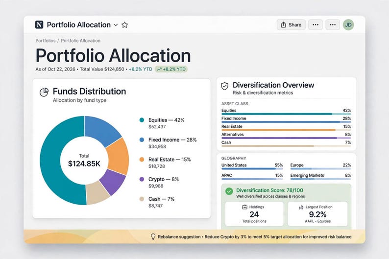Investment Monitor Notion Template, Investment Tracker, Portfolio ...