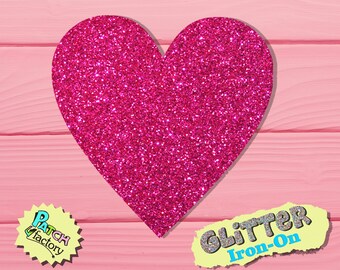 Heart iron-on patch 33 glitter colors