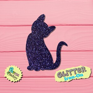 Cat iron-on patch glitter 33 colors