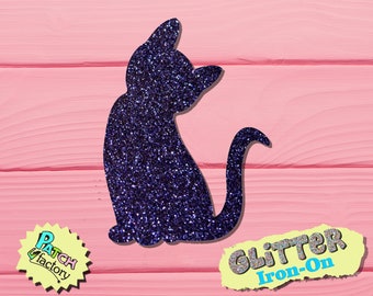 Cat iron-on patch glitter 33 colors