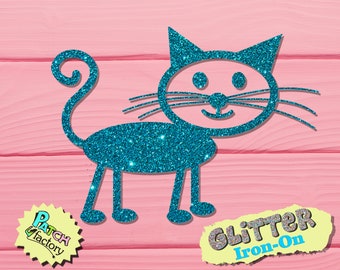 Glitter cat iron on patch 33 colors