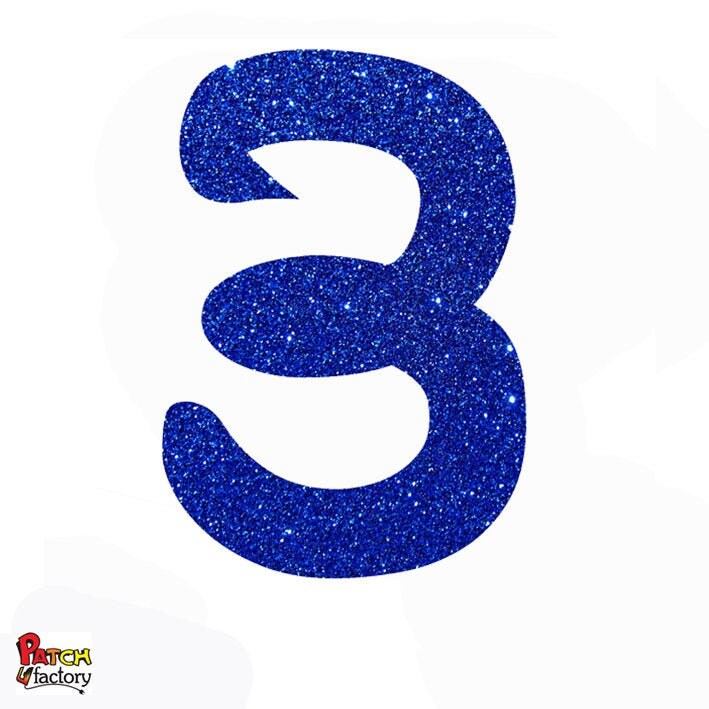 Ironon Patch Number Three 24 Glitter Colors 966