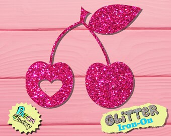 Cherry iron-on patch glitter 33 colors