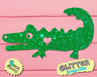 Crocodile iron on patch 33 glitter colors