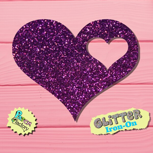 Heart iron-on patch glitter 33 colors