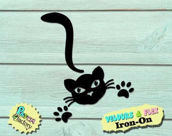 Long-tailed cat iron-on patch 49 colors