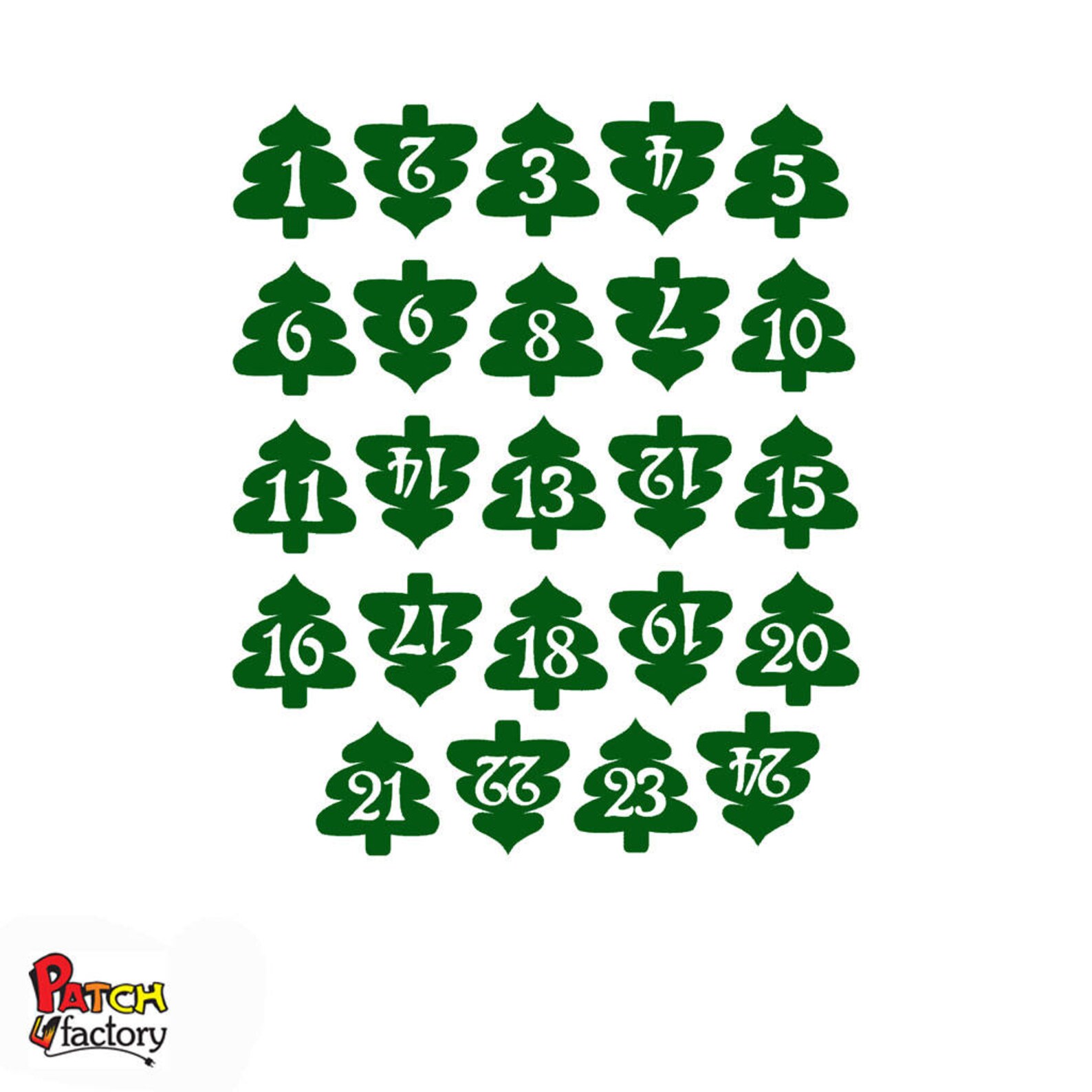 Advent calendar numbers ironon patch set christmas tree in 49 Etsy