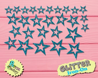 Iron-On Stars 33 Glitter Colors