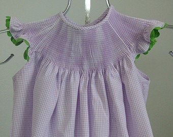 READY TO SMOCK PURPLE FLOWER PRINT BISHOP DRESS SIZES 3MOS TO 6T