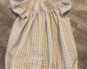 READY to SMOCK Angel Sleeve Bishop Dress in 100% Cotton Gingham, Ready to Smock ANGEL Sleeve Bishop