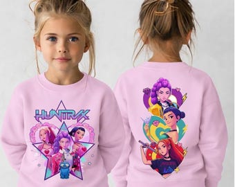 Huntrix Kids Sweatshirt, KPop Demon Hunters Youth Crewneck, Huntrix Shirt for Kids, KPop Fan Gift, Kids Graphic Pullover