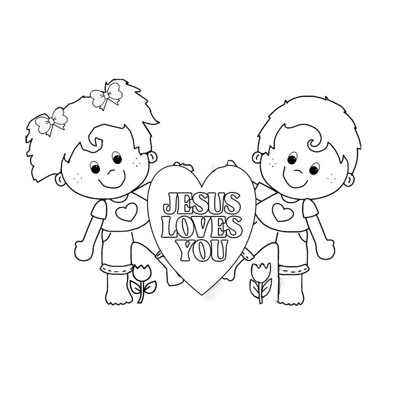 Printable Valentine Coloring Card, Jesus Loves Me Instant Download Etsy