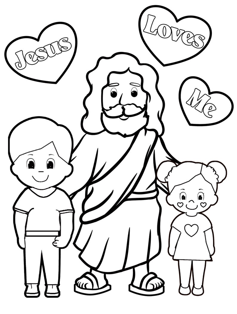 Printable Coloring Pages, Jesus Loves You Valentine, Instant Download ...