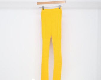 vintage GOLD 1980s women's cotton stretch LEGGINGS gold yellow super soft vintage -- size small/medium