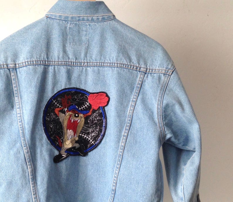 90s Vintage LOONEY Tunes Denim JEAN Jacket TAZ Women's | Etsy