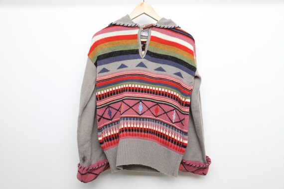 vintage mid-century GREY & pastel ikat southwest s