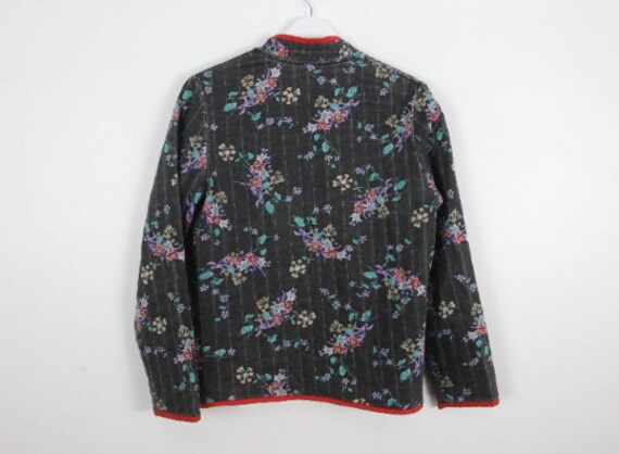 1970s 80s black floral QUILTED vintage COLOR BLOC… - image 3