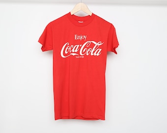 vintage 1980s faded red and white COCA-COLA rare DEADSTOCK vintage 80s t-shirt -- size small