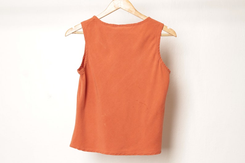 Vintage orange SILK boxy tank top SHEER blouse size 10 | Etsy