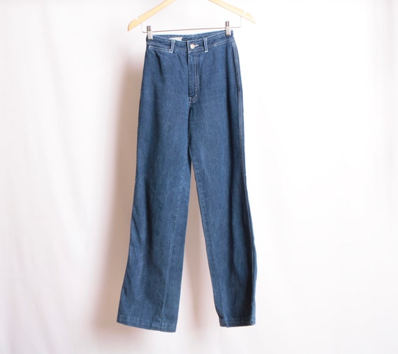 vintage DENIM 1970s WIDE leg blue jeans "organical