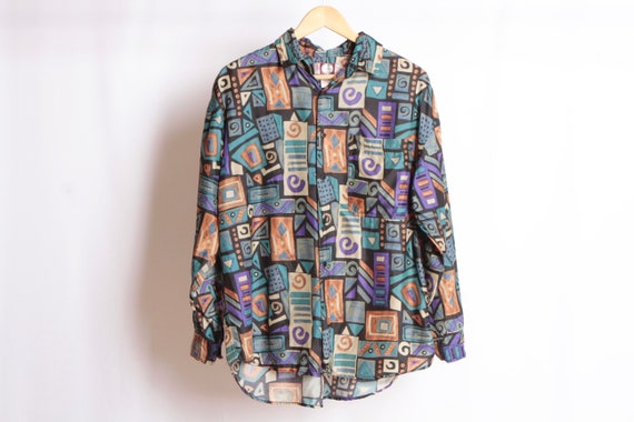 90s fresh prince paisley SILK oversize slouchy t … - image 1