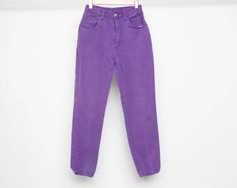 vintage PURPLE lavender 1990s Encore brand vintage women's denim pants jeans - size 7/8 vintage jeans