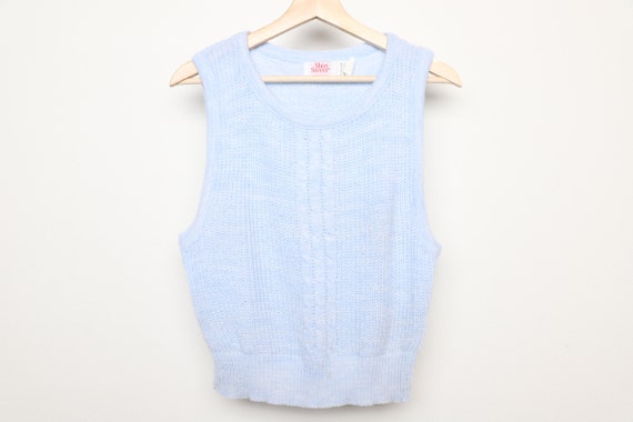 vintage mid-century knit SWEATER tank top vest wo… - image 1