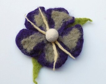 Flower pin felt brooch purple flower hair clip, flower felt pin, corsage, jewelry, felt flower brooch pin, felt jewelry pin, brooch jewelry