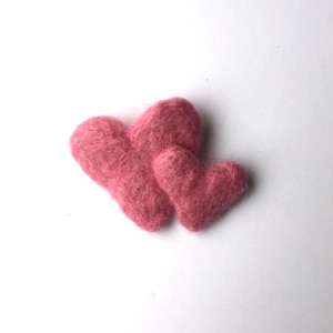 Felted heart brooch, needle felted pink heart pin, lovely two hearts piece, nice valentine present