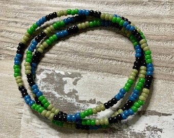 Wrap bracelet with beads, 3mm beaded wristlet, 3 layered stack, necklace, bracelets for women, mens jewelry, girlfriend gift, boyfriend gift