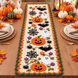 Pumpkin Crochet Table Runner Pattern PDF, Halloween Table Runner, Fall Decor Crochet Pattern, Thanksgiving Table Runner, Instant Download